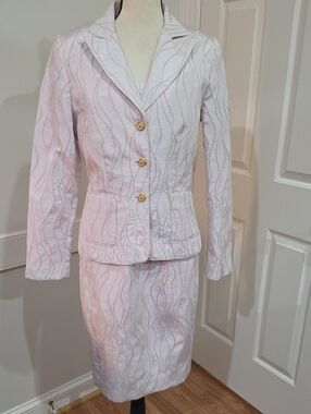 Vintage Noviello Bloom Jacquard Sheath Dress & Tailored Blazer Suit - Size 8